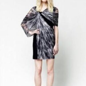 RARE Willow Austrailian Brand Draped Sleeveless Silk Black Mini Dress Sz 2 US